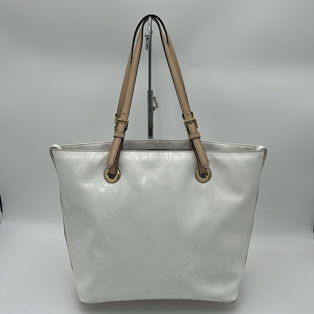 Michael Kors White and Tan Classic Tote - Picture 2 of 7